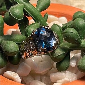 Silver and Gold Blue Sapphire Ring-6